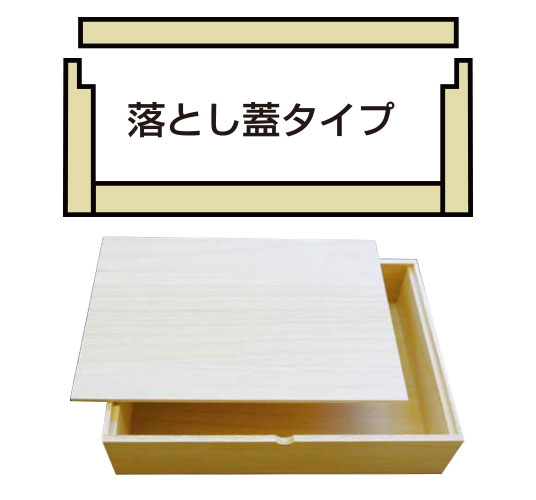 落とし蓋タイプ　オリジナル木箱はハコバナで